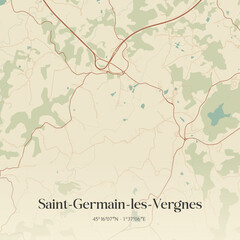 Obraz premium Vintage map of Saint-Germain-les-Vergnes, France.