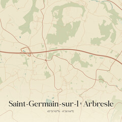 Obraz premium Vintage map of Saint-Germain-sur-l'Arbresle, France.