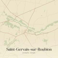 Fototapeta premium Vintage map of Saint-Gervais-sur-Roubion, France.