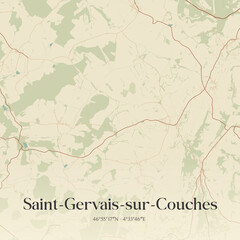 Obraz premium Vintage map of Saint-Gervais-sur-Couches, France.