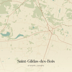 Fototapeta premium Vintage map of Saint-Gildas-des-Bois, France.