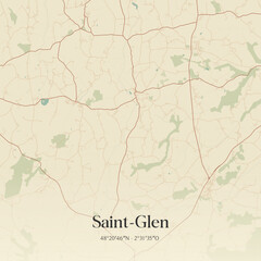 Fototapeta premium Vintage map of Saint-Glen, France.