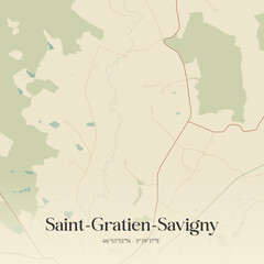 Obraz premium Vintage map of Saint-Gratien-Savigny, France.