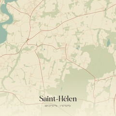 Fototapeta premium Vintage map of Saint-Hélen, France.