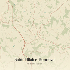 Fototapeta premium Vintage map of Saint-Hilaire-Bonneval, France.