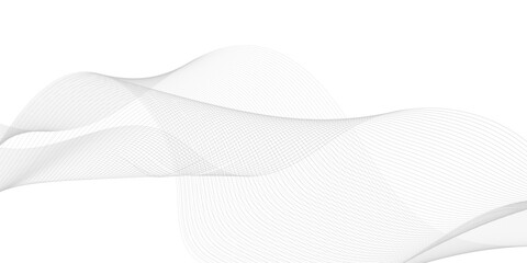 Grey and white wavy curve line with digital future technology concept background. Line art striped graphic template, banner background. Vector illustration.