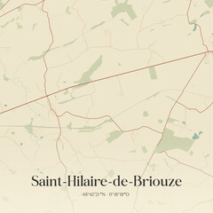 Fototapeta premium Vintage map of Saint-Hilaire-de-Briouze, France.