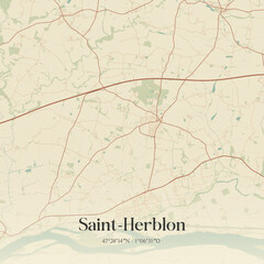 Obraz premium Vintage map of Saint-Herblon, France.
