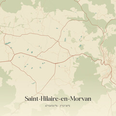 Obraz premium Vintage map of Saint-Hilaire-en-Morvan, France.