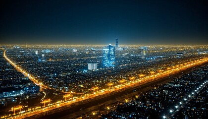 Obraz premium Aerial View of Melbourne City at Night.