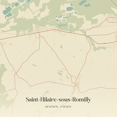 Obraz premium Vintage map of Saint-Hilaire-sous-Romilly, France.