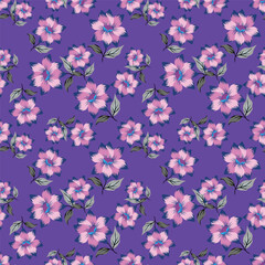 Floral pattern. Pretty flowers on color background. Printing with small white flowers. Ditsy print. Seamless vector texture. Spring bouquet.