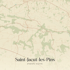 Fototapeta premium Vintage map of Saint-Jacut-les-Pins, France.