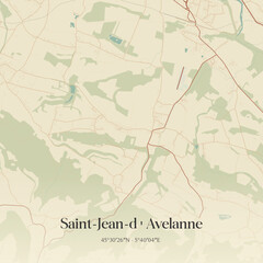 Obraz premium Vintage map of Saint-Jean-d'Avelanne, France.