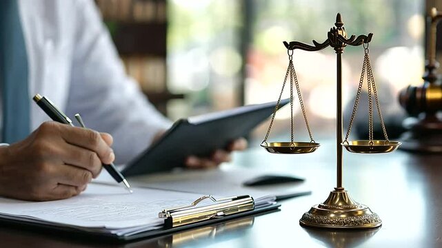 Lawyer Consulting Client in Office Setting