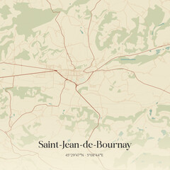 Obraz premium Vintage map of Saint-Jean-de-Bournay, France.