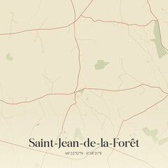 Obraz premium Vintage map of Saint-Jean-de-la-Forêt, France.