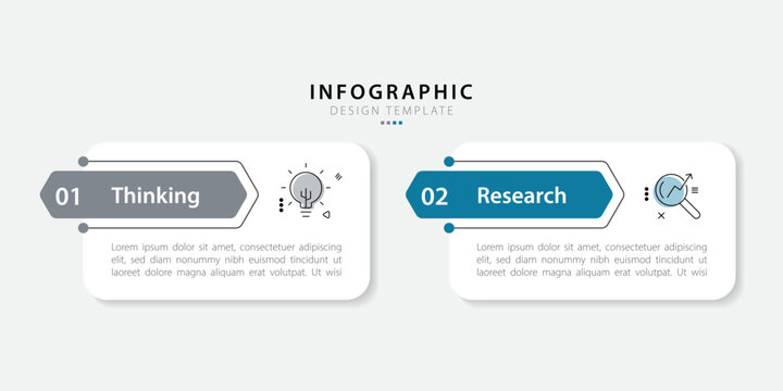 Business infographic template. 2 Step timeline journey. Process diagram, 2 options on white background, Infograph elements vector illustration.	
