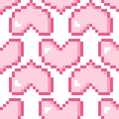 Fototapeta premium Pixelated romance and friendship heart seamless pattern. Perfect print for paper, packaging, textile, greeting card. Abstract vector illustration.