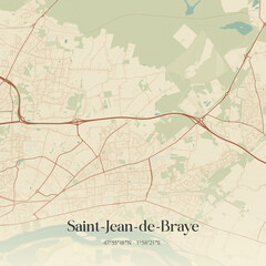 Obraz premium Vintage map of Saint-Jean-de-Braye, France.