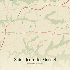Fototapeta premium Vintage map of Saint-Jean-de-Marcel, France.