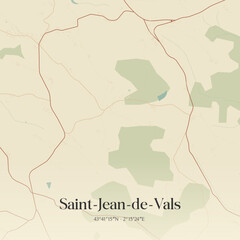 Fototapeta premium Vintage map of Saint-Jean-de-Vals, France.