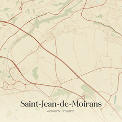 Fototapeta premium Vintage map of Saint-Jean-de-Moirans, France.