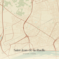 Obraz premium Vintage map of Saint-Jean-de-la-Ruelle, France.