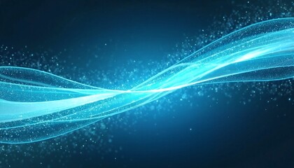A blue graphic with two wavy lines and sparkles against a dark background.