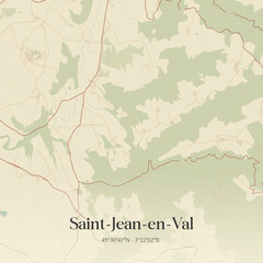 Obraz premium Vintage map of Saint-Jean-en-Val, France.