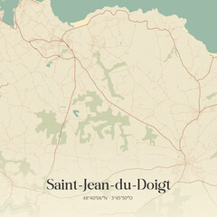 Naklejka premium Vintage map of Saint-Jean-du-Doigt, France.