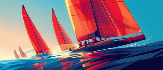 A racing high-speed catamaran with sleek lines and_003