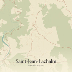 Obraz premium Vintage map of Saint-Jean-Lachalm, France.