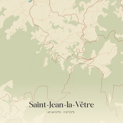 Obraz premium Vintage map of Saint-Jean-la-Vêtre, France.