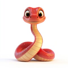 Fototapeta premium Red and gold snake illustration character cartoon.