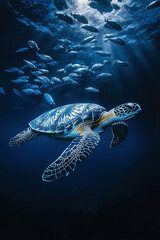 Fototapeta premium green sea turtle swimming