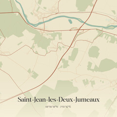 Obraz premium Vintage map of Saint-Jean-les-Deux-Jumeaux, France.