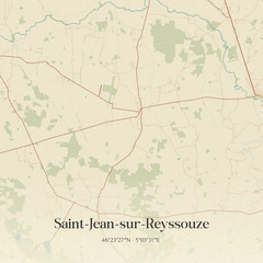 Fototapeta premium Vintage map of Saint-Jean-sur-Reyssouze, France.