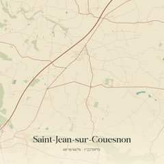 Fototapeta premium Vintage map of Saint-Jean-sur-Couesnon, France.