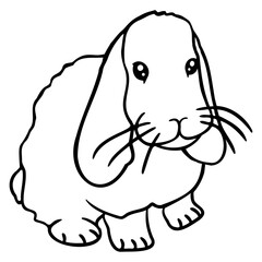 Fototapeta premium Little Rabbit Bunny Rodent Sits Cute Friendly Cool Design Lover Art Vector Illustration Card T-Shirt Poster Sticker Graphic Print Decorative Drawing Isolated Logo Decoration Symbol Creative Cool Style