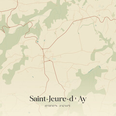 Obraz premium Vintage map of Saint-Jeure-d'Ay, France.