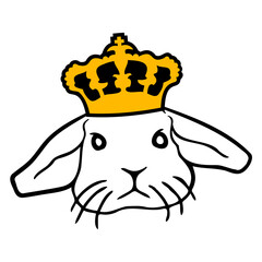 Royal Rabbit Crown King Queen Prince Princess Cool Design Lover Art Vector Illustration Card T-Shirt Poster Sticker Graphic Print Decorative Drawing Isolated Logo Decoration Symbol Creative Cool Style