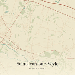 Naklejka premium Vintage map of Saint-Jean-sur-Veyle, France.