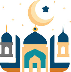 mosque in the night vector