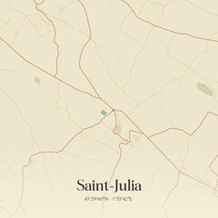 Fototapeta premium Vintage map of Saint-Julia, France.
