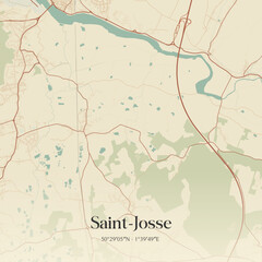 Fototapeta premium Vintage map of Saint-Josse, France.