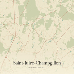 Fototapeta premium Vintage map of Saint-Juire-Champgillon, France.
