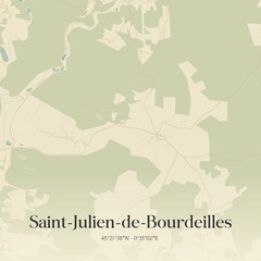 Obraz premium Vintage map of Saint-Julien-de-Bourdeilles, France.