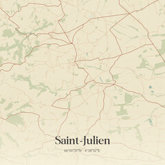 Fototapeta premium Vintage map of Saint-Julien, France.