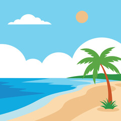 Clean see beach vector art illustration